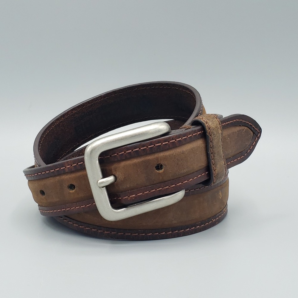 Columbia Mens 40 Leather Belt Brown Casual Rugged Outdoor Workwear Stitch Trim
